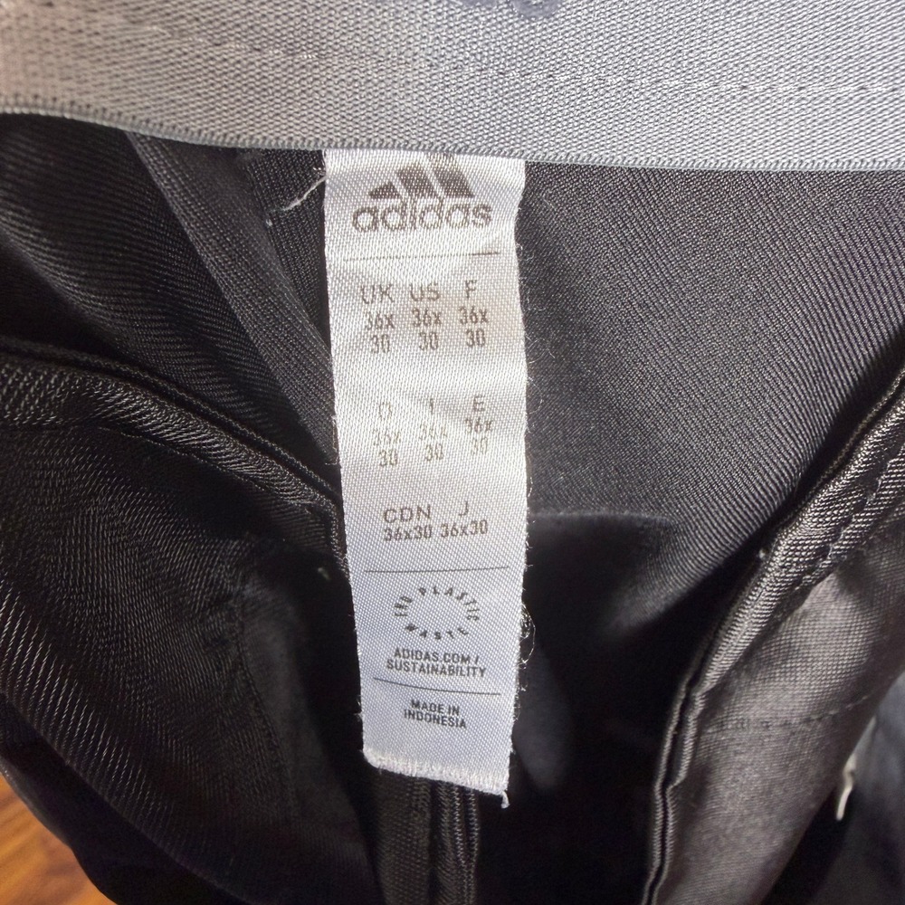 Adidas Mens Black Golf Pants Performance Flat Front Trousers 37x30 - Picture 7 of 12